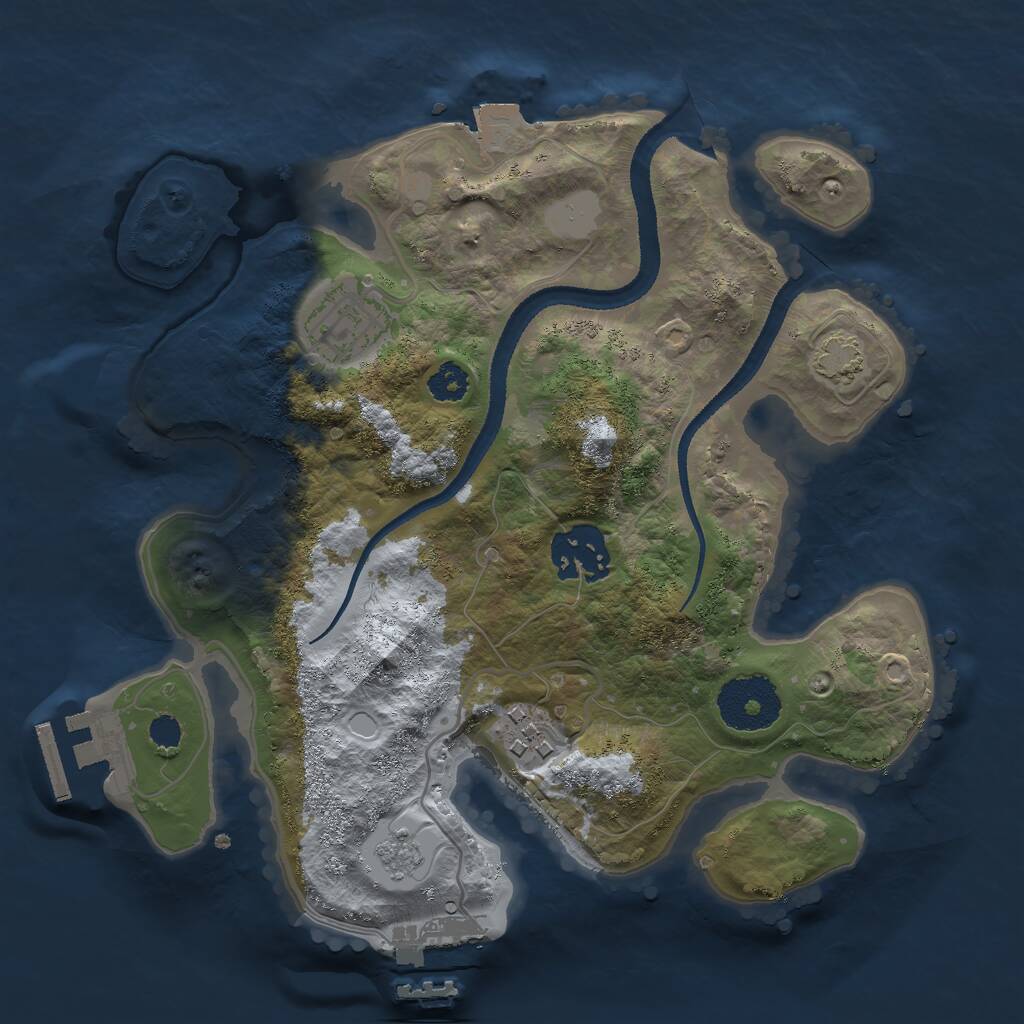 Rust Map: Procedural Map, Size: 2600, Seed: 8054, 8 Monuments