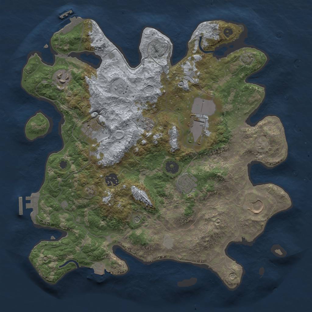 Rust Map: Procedural Map, Size: 3500, Seed: 1026649775, 15 Monuments