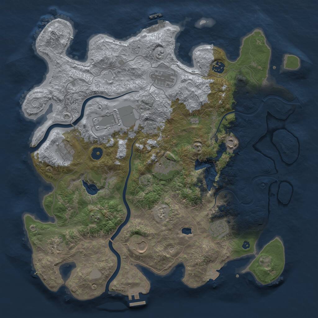 Rust Map: Procedural Map, Size: 4000, Seed: 399358059, 16 Monuments