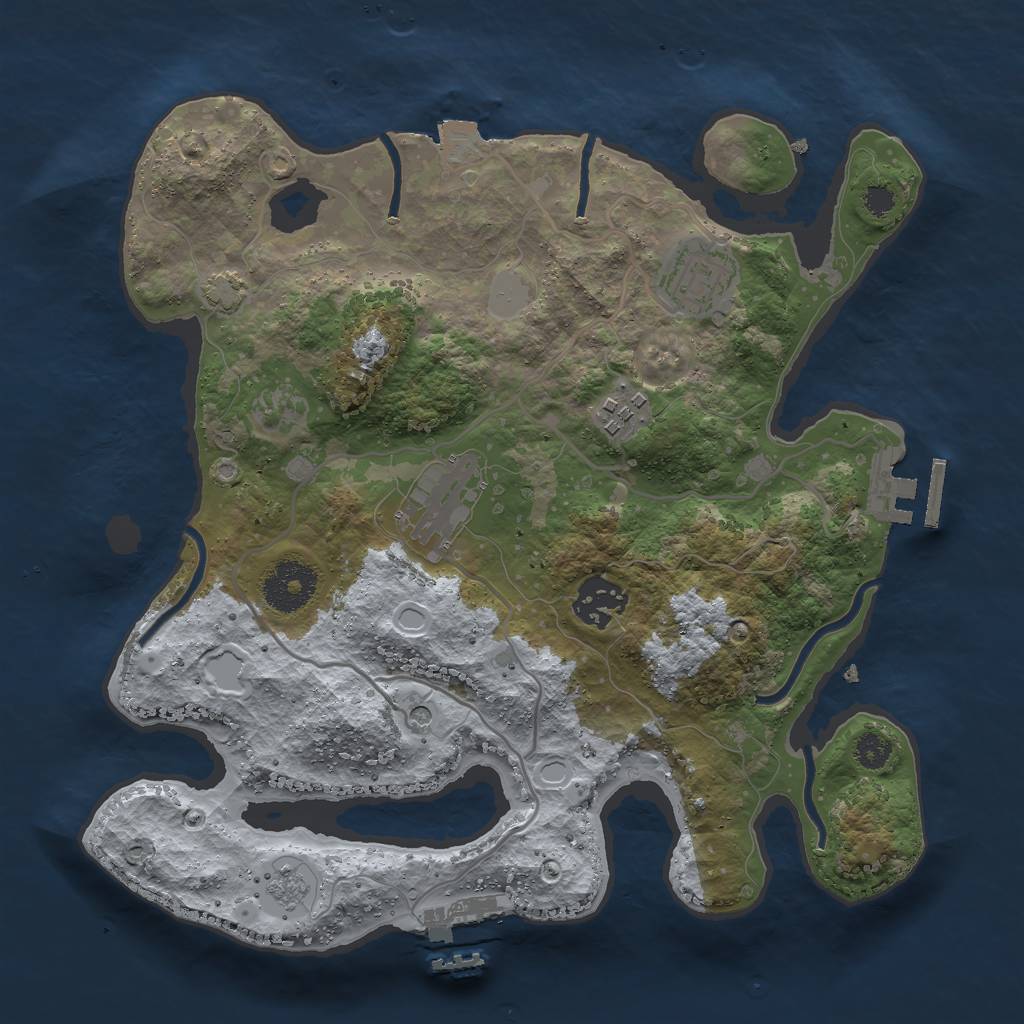 Rust Map: Procedural Map, Size: 3000, Seed: 852132981, 12 Monuments