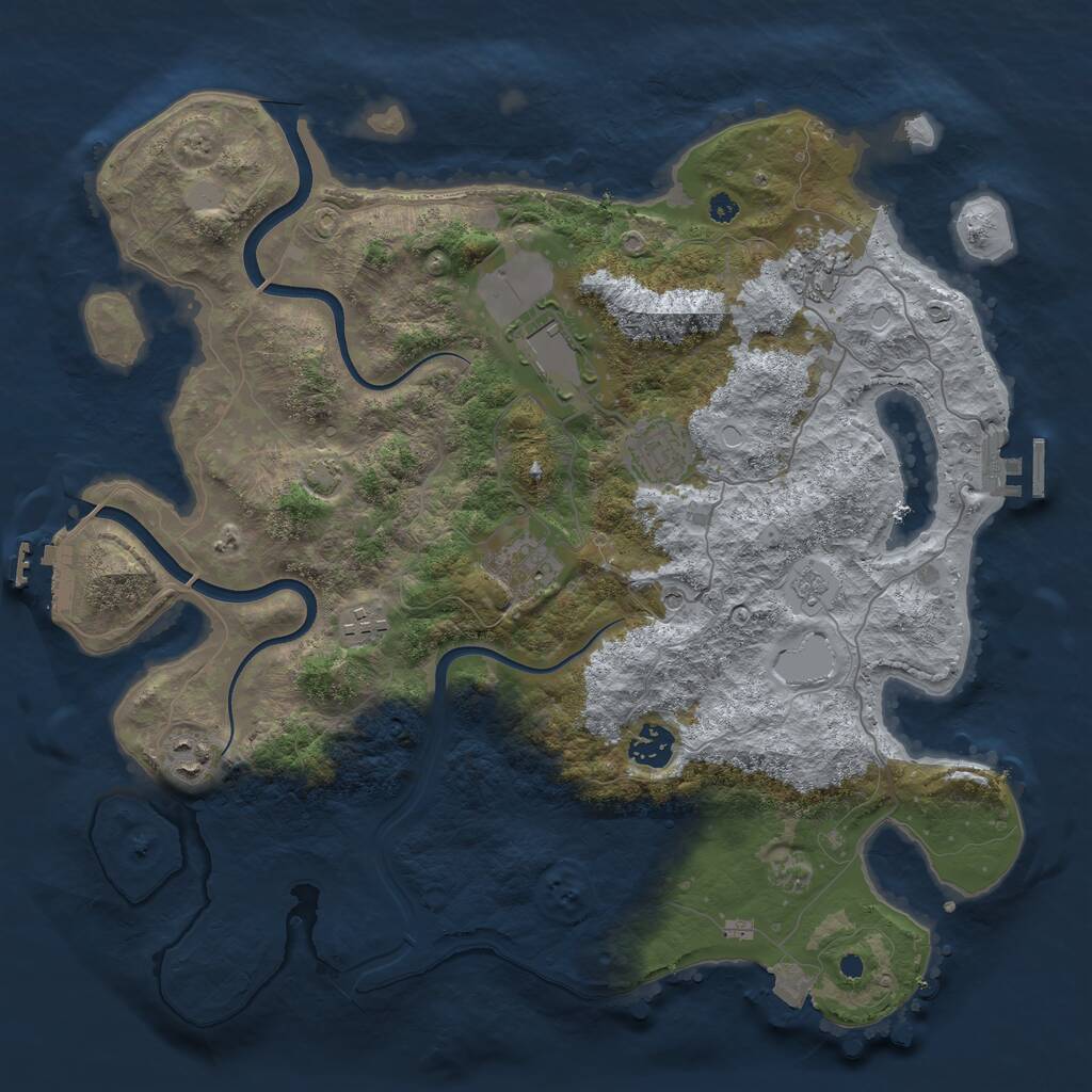 Rust Map: Procedural Map, Size: 3750, Seed: 2087992198, 13 Monuments