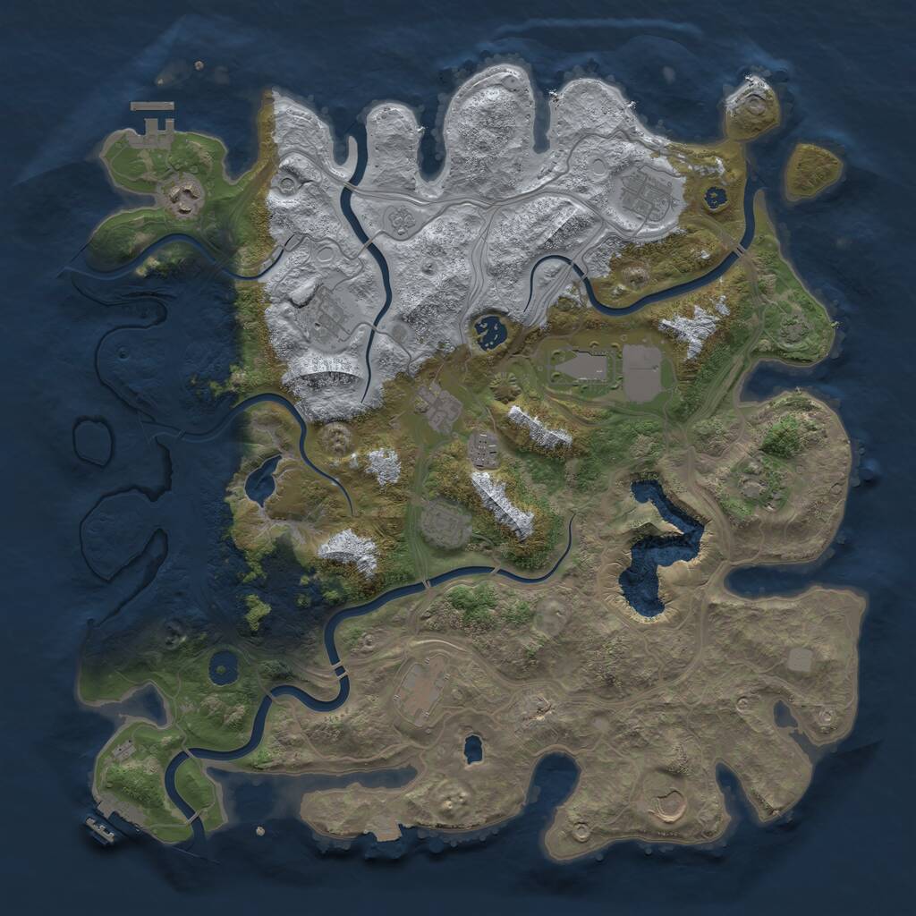Rust Map: Procedural Map, Size: 4250, Seed: 21121233, 17 Monuments