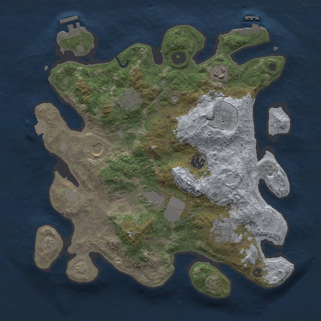 Rust Map: Procedural Map, Size: 3500, Seed: 3257, 16 Monuments