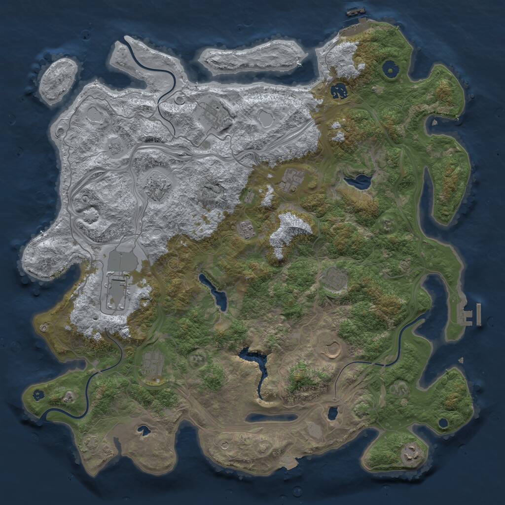 Rust Map: Procedural Map, Size: 4500, Seed: 1709919353, 16 Monuments