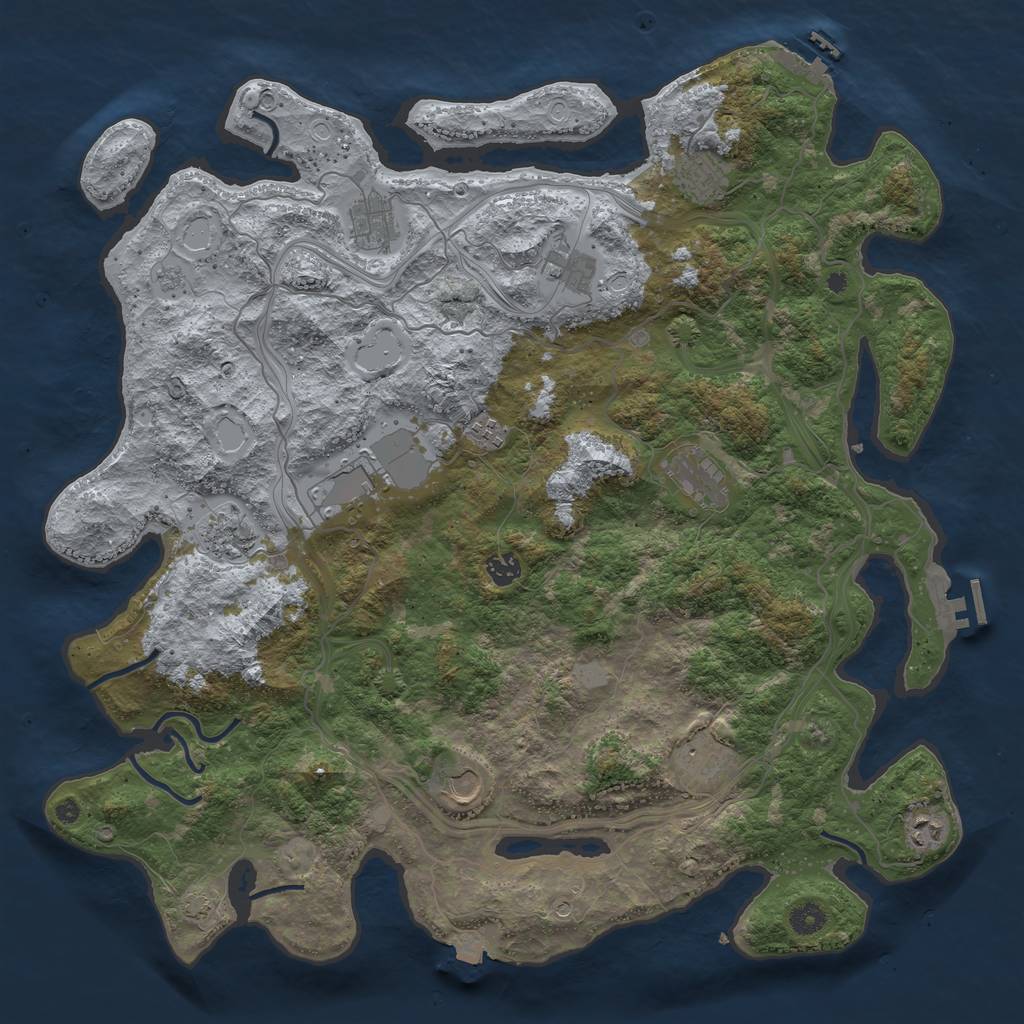 Rust Map: Procedural Map, Size: 4500, Seed: 1709919353, 19 Monuments