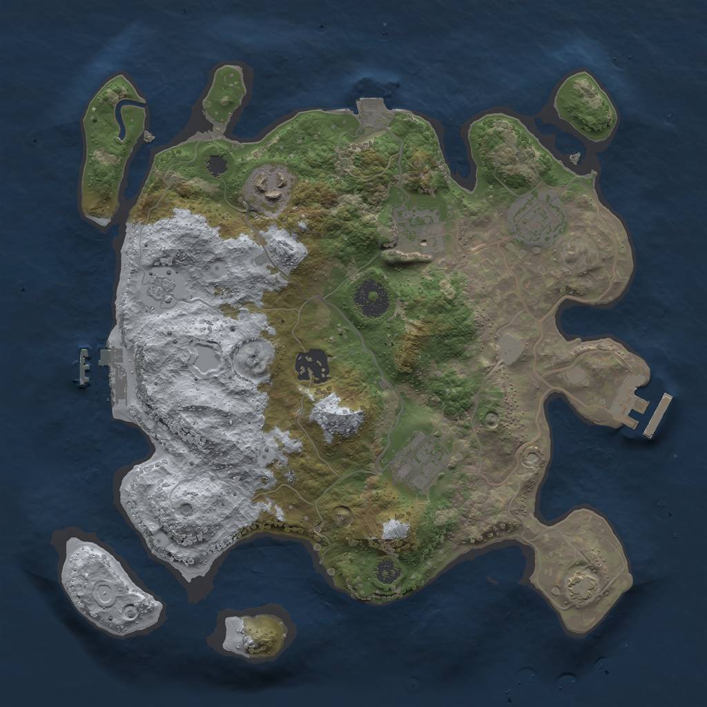 Rust Map: Procedural Map, Size: 3000, Seed: 45689755, 12 Monuments