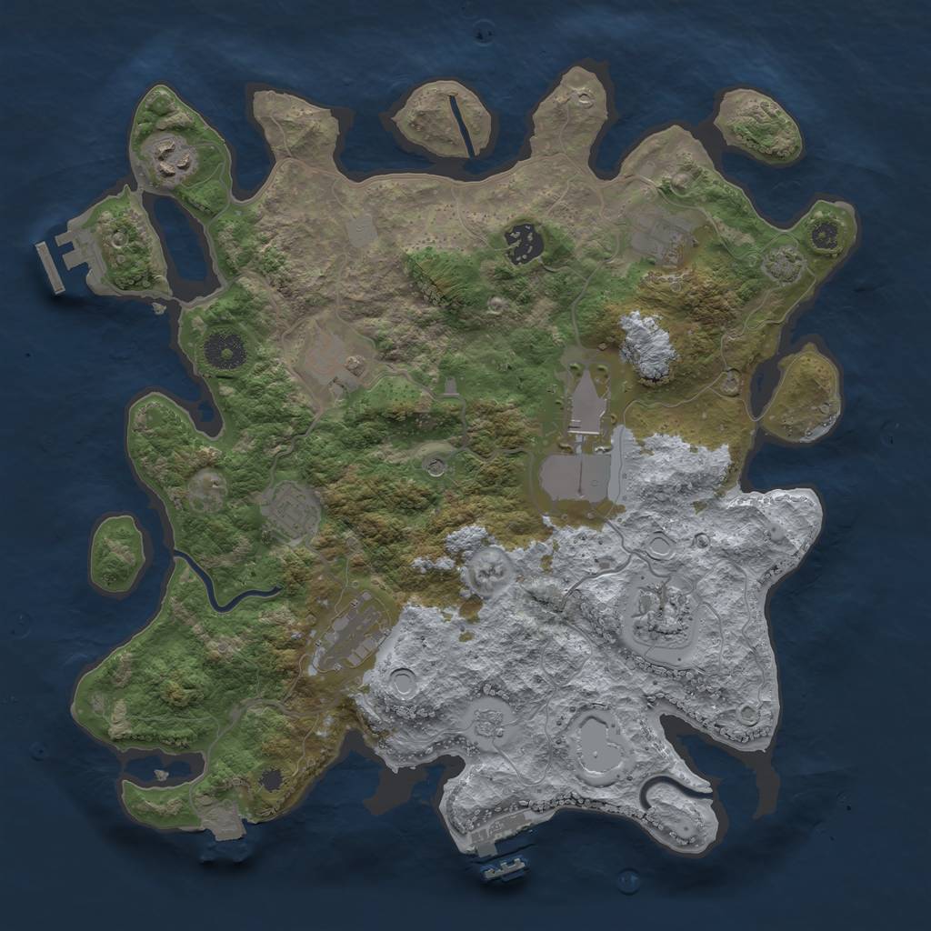 Rust Map: Procedural Map, Size: 3500, Seed: 987513, 16 Monuments
