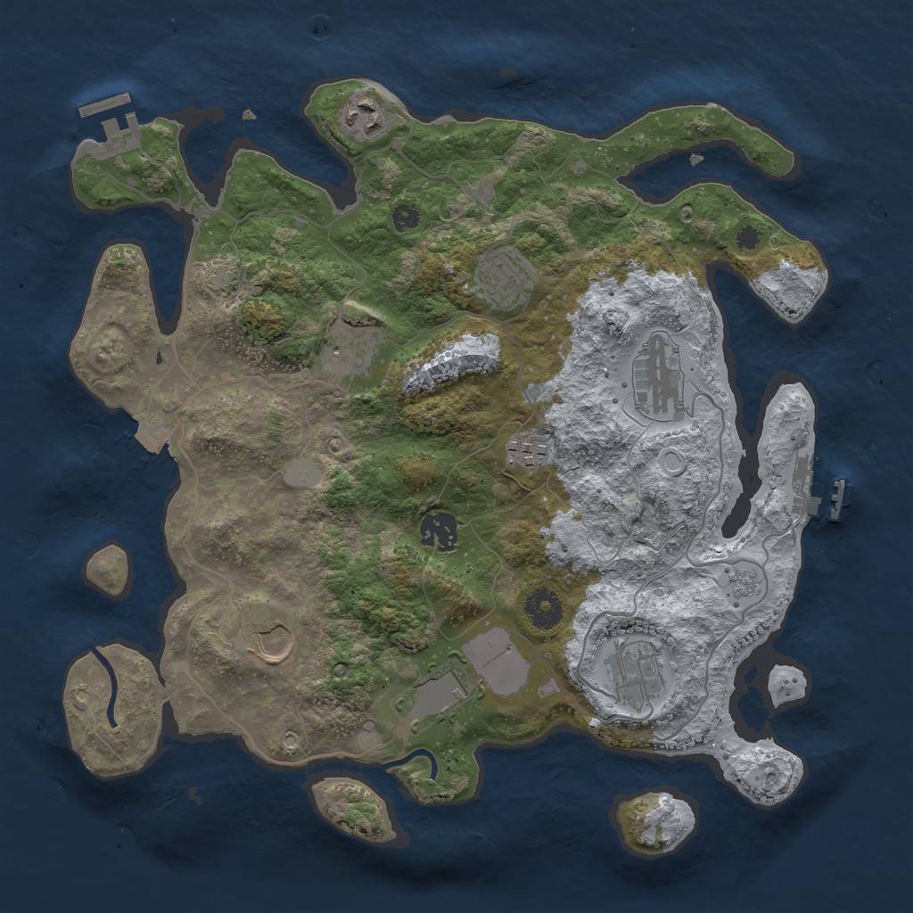 Rust Map: Procedural Map, Size: 3500, Seed: 1118384066, 16 Monuments