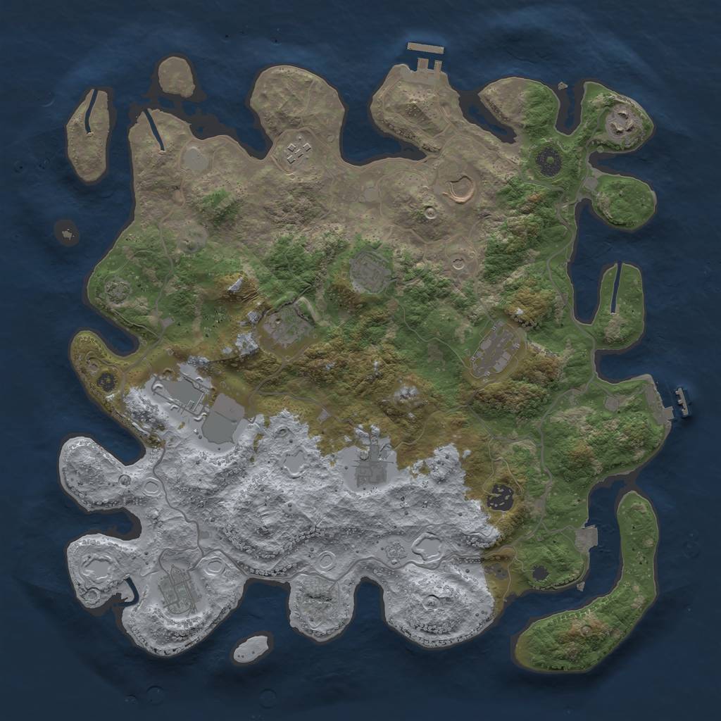 Rust Map: Procedural Map, Size: 4000, Seed: 427994796, 18 Monuments