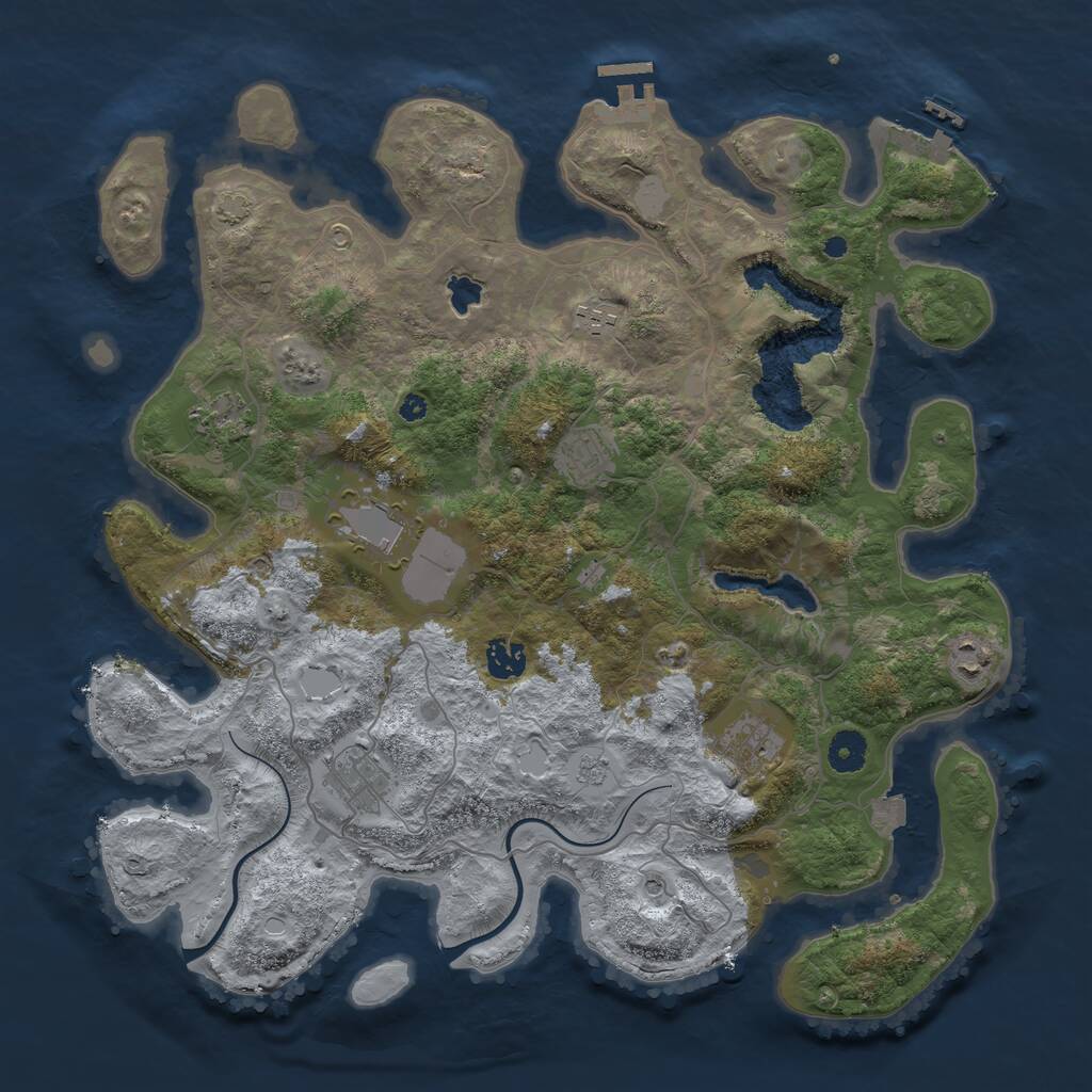 Rust Map: Procedural Map, Size: 4000, Seed: 427994796, 14 Monuments