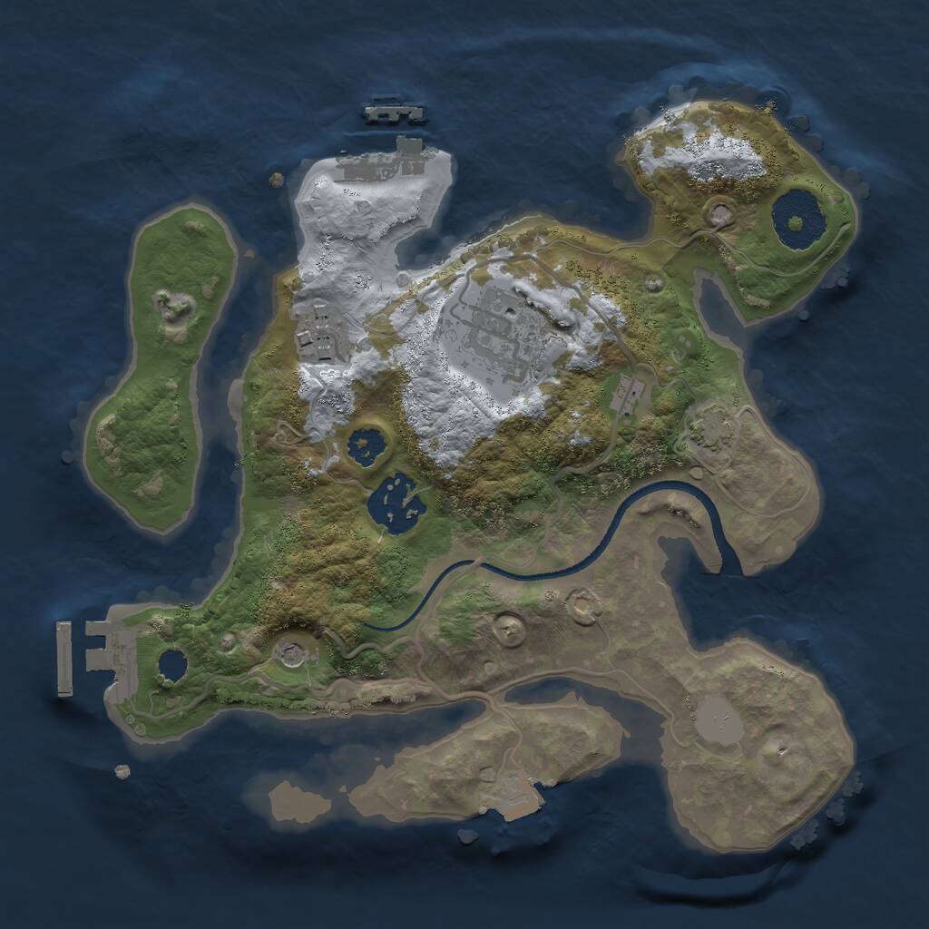 Rust Map: Procedural Map, Size: 2500, Seed: 51932, 8 Monuments