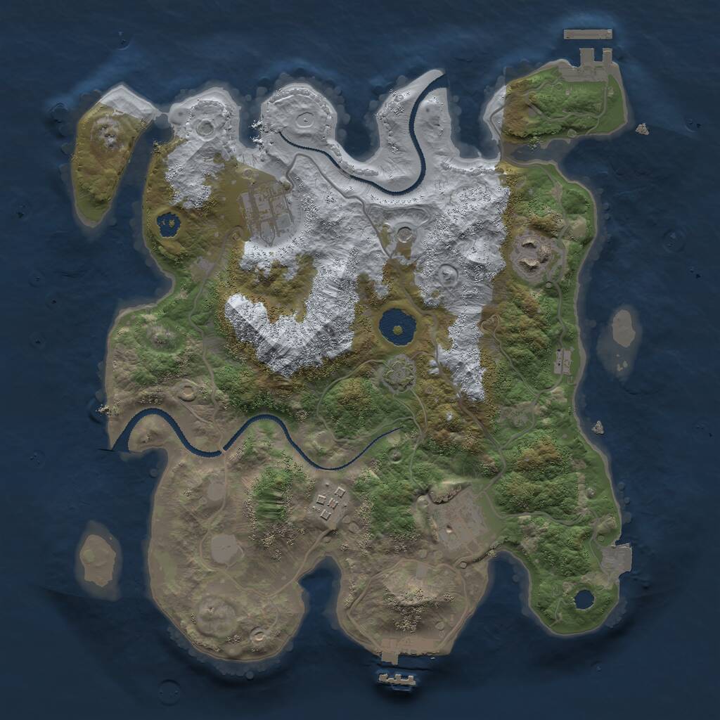 Rust Map: Procedural Map, Size: 3000, Seed: 4387901, 9 Monuments