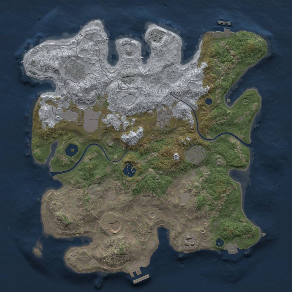 Rust Map: Procedural Map, Size: 3500, Seed: 1062595540, 14 Monuments