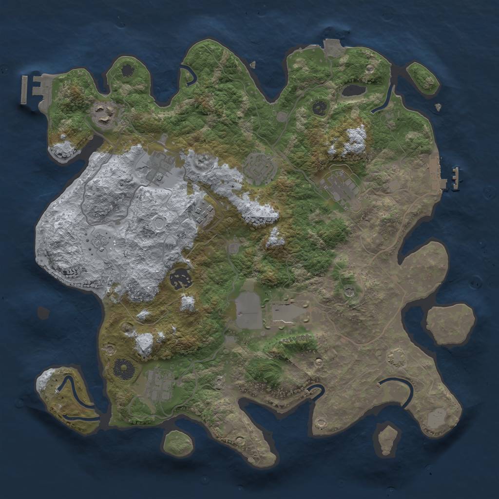 Rust Map: Procedural Map, Size: 3500, Seed: 501543, 16 Monuments