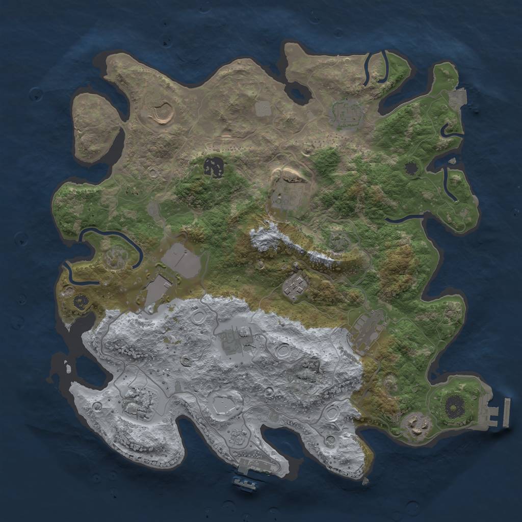 Rust Map: Procedural Map, Size: 3600, Seed: 8824, 18 Monuments