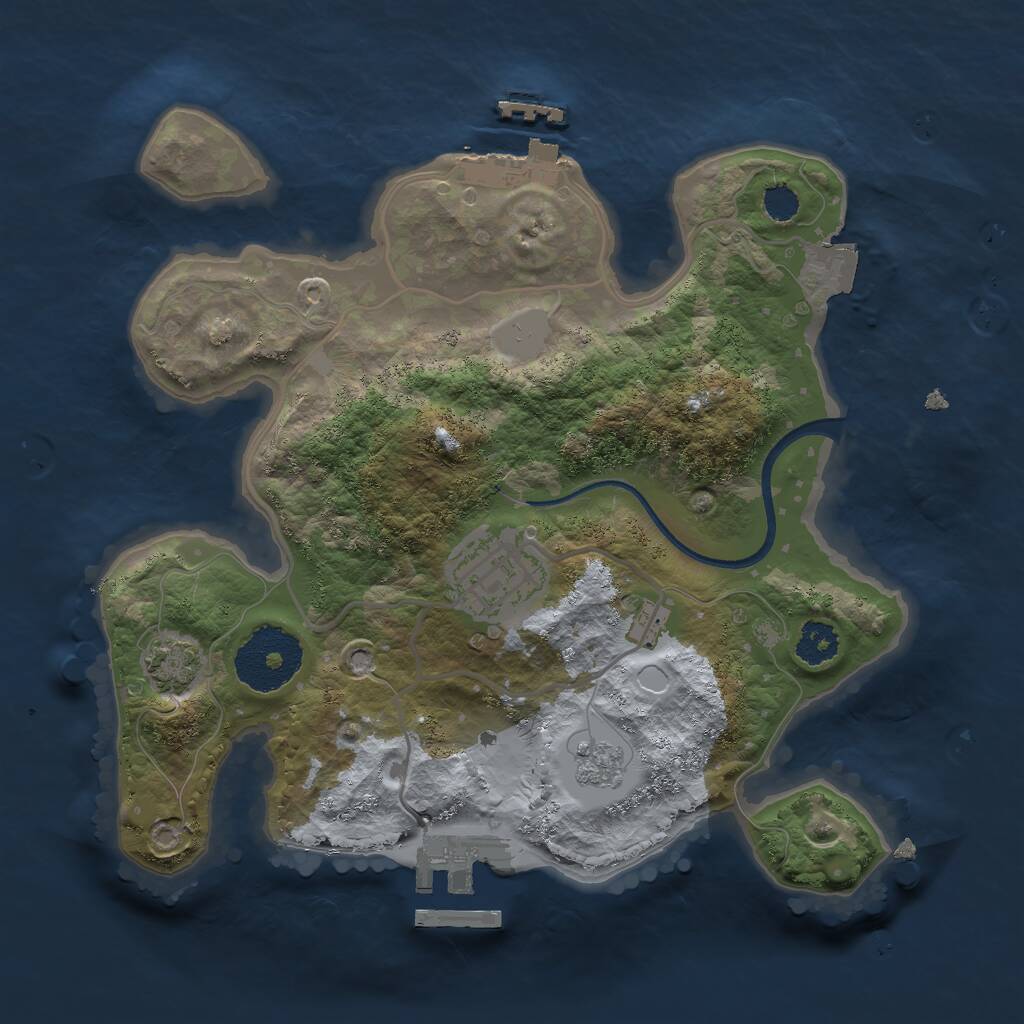 Rust Map: Procedural Map, Size: 2400, Seed: 365, 6 Monuments