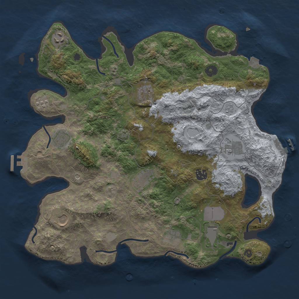 Rust Map: Procedural Map, Size: 3800, Seed: 22299, 18 Monuments