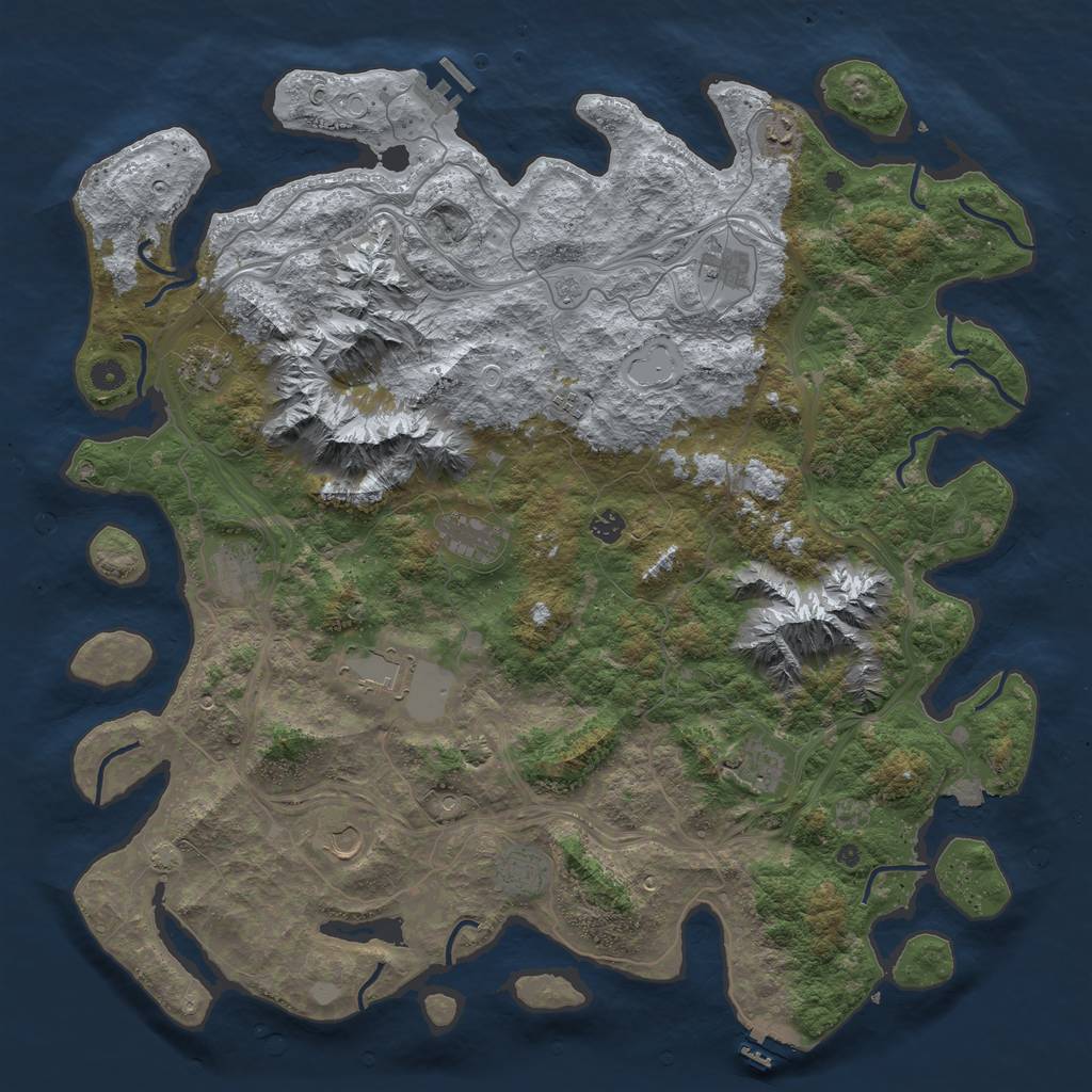 Rust Map: Procedural Map, Size: 5000, Seed: 1263873150, 19 Monuments