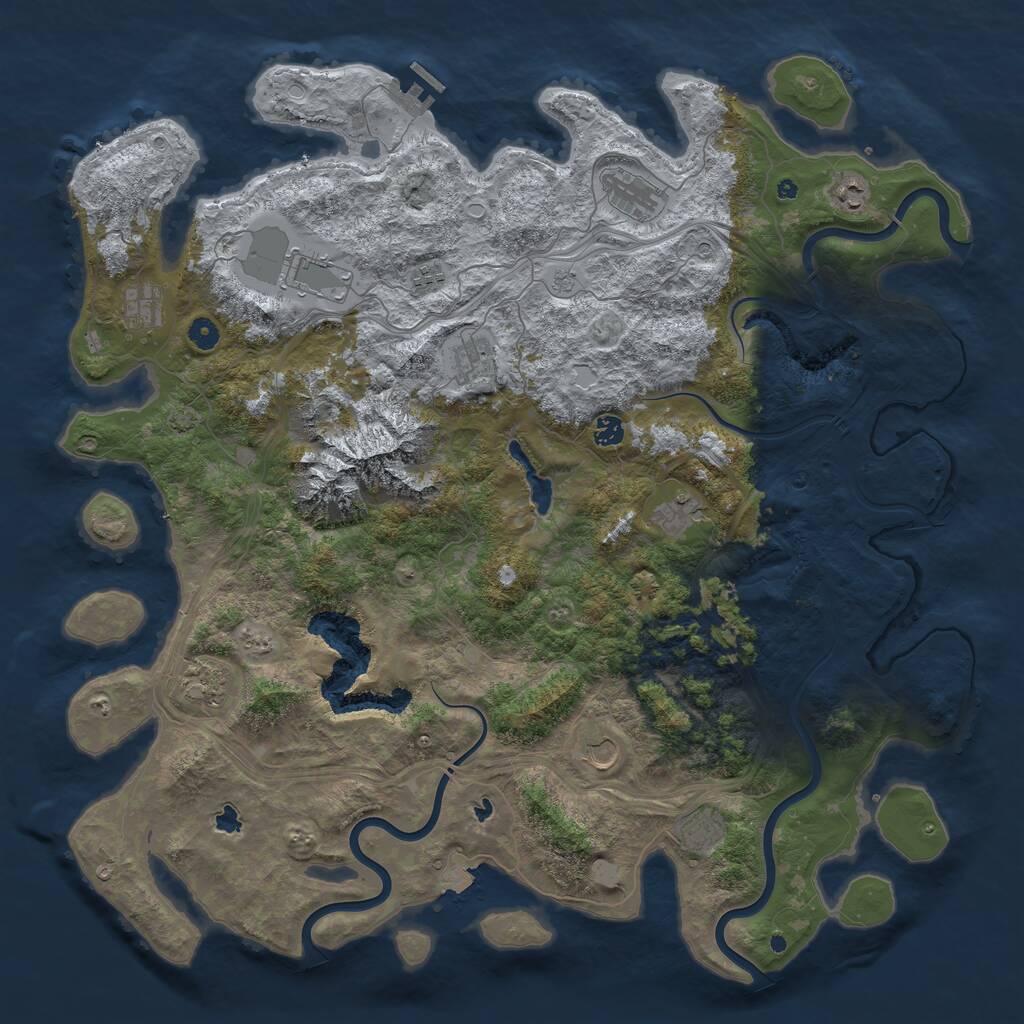 Rust Map: Procedural Map, Size: 5000, Seed: 1263873150, 16 Monuments