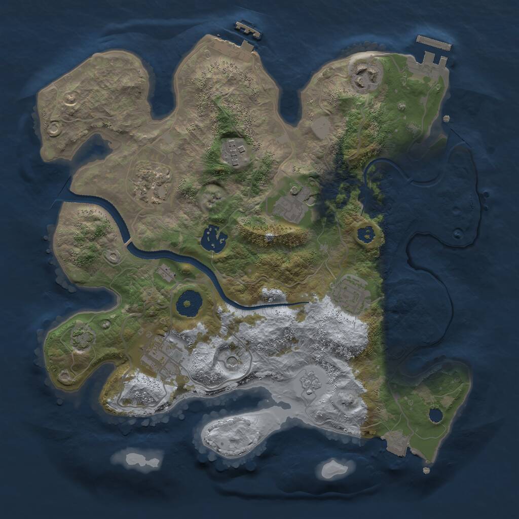 Rust Map: Procedural Map, Size: 3000, Seed: 14230972, 13 Monuments