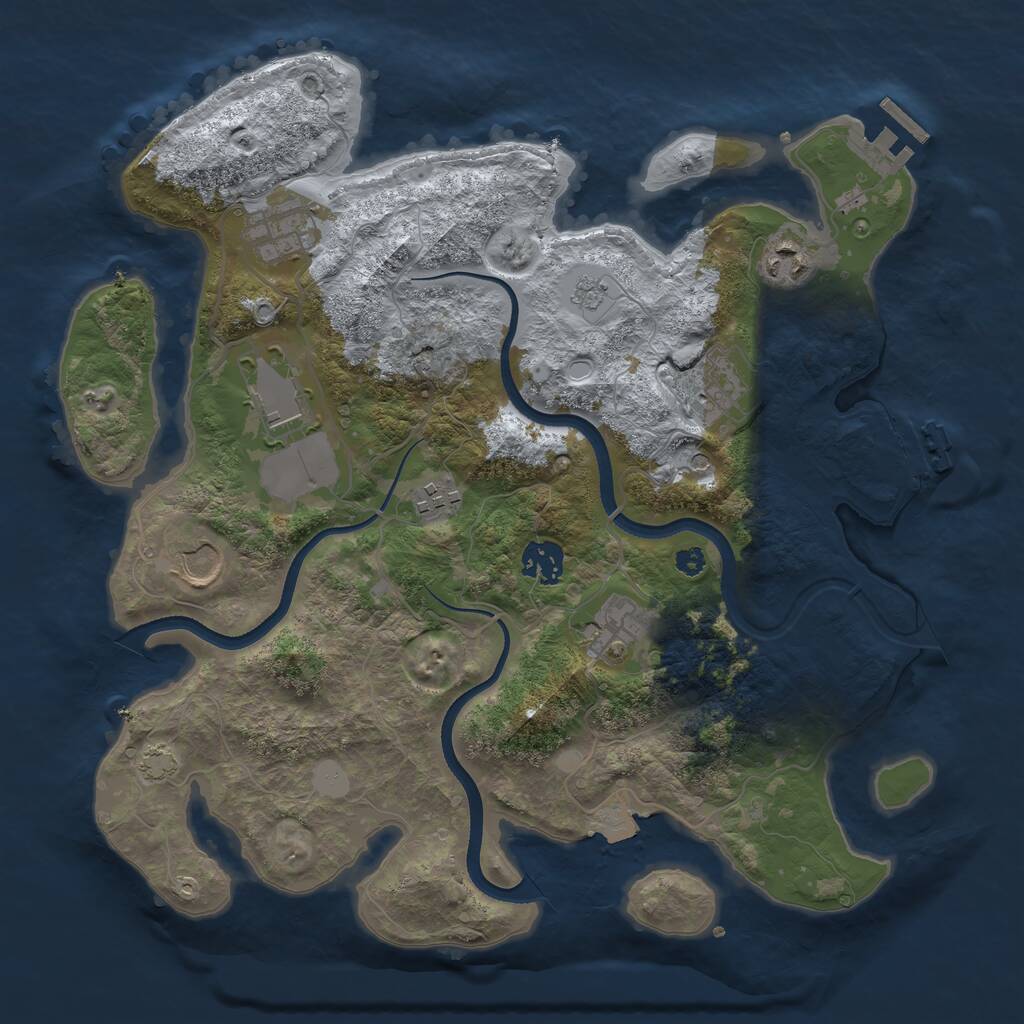 Rust Map: Procedural Map, Size: 3500, Seed: 1189363401, 14 Monuments