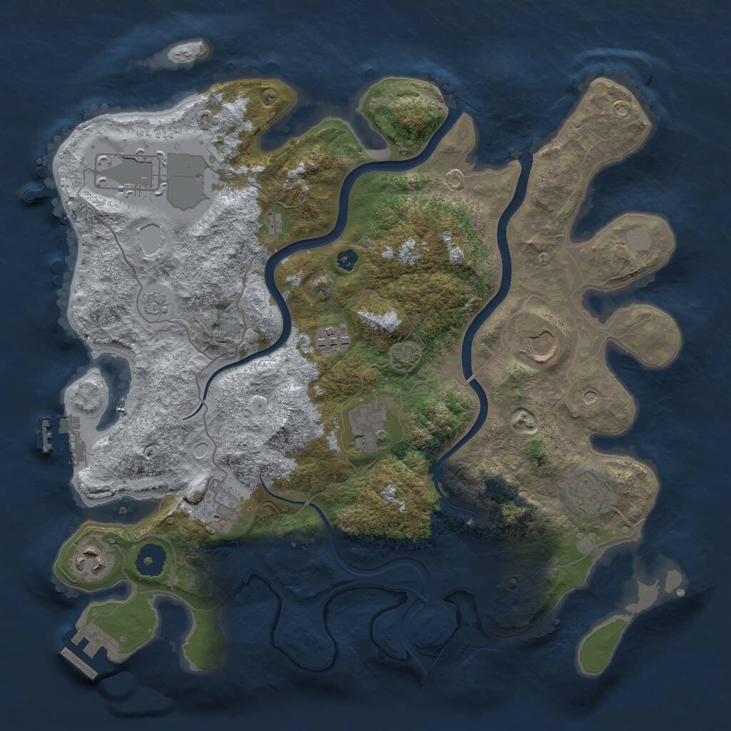 Rust Map: Procedural Map, Size: 3500, Seed: 743104487, 13 Monuments
