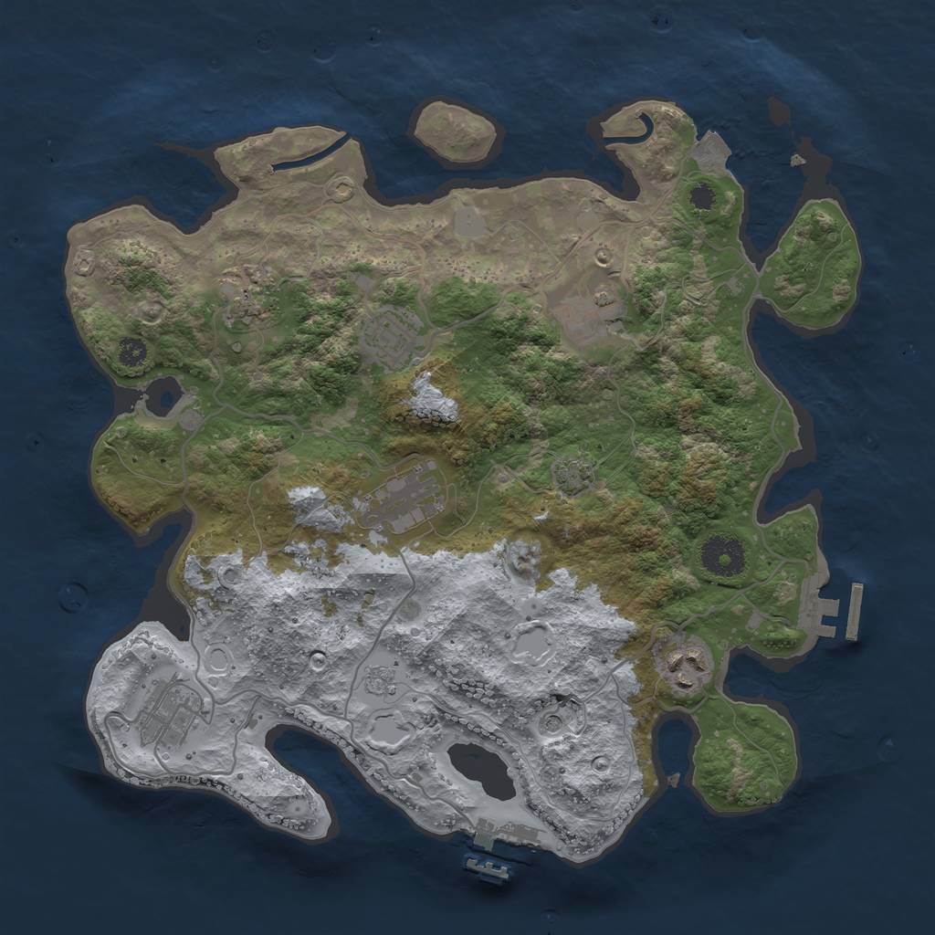 Rust Map: Procedural Map, Size: 3300, Seed: 67654821, 14 Monuments