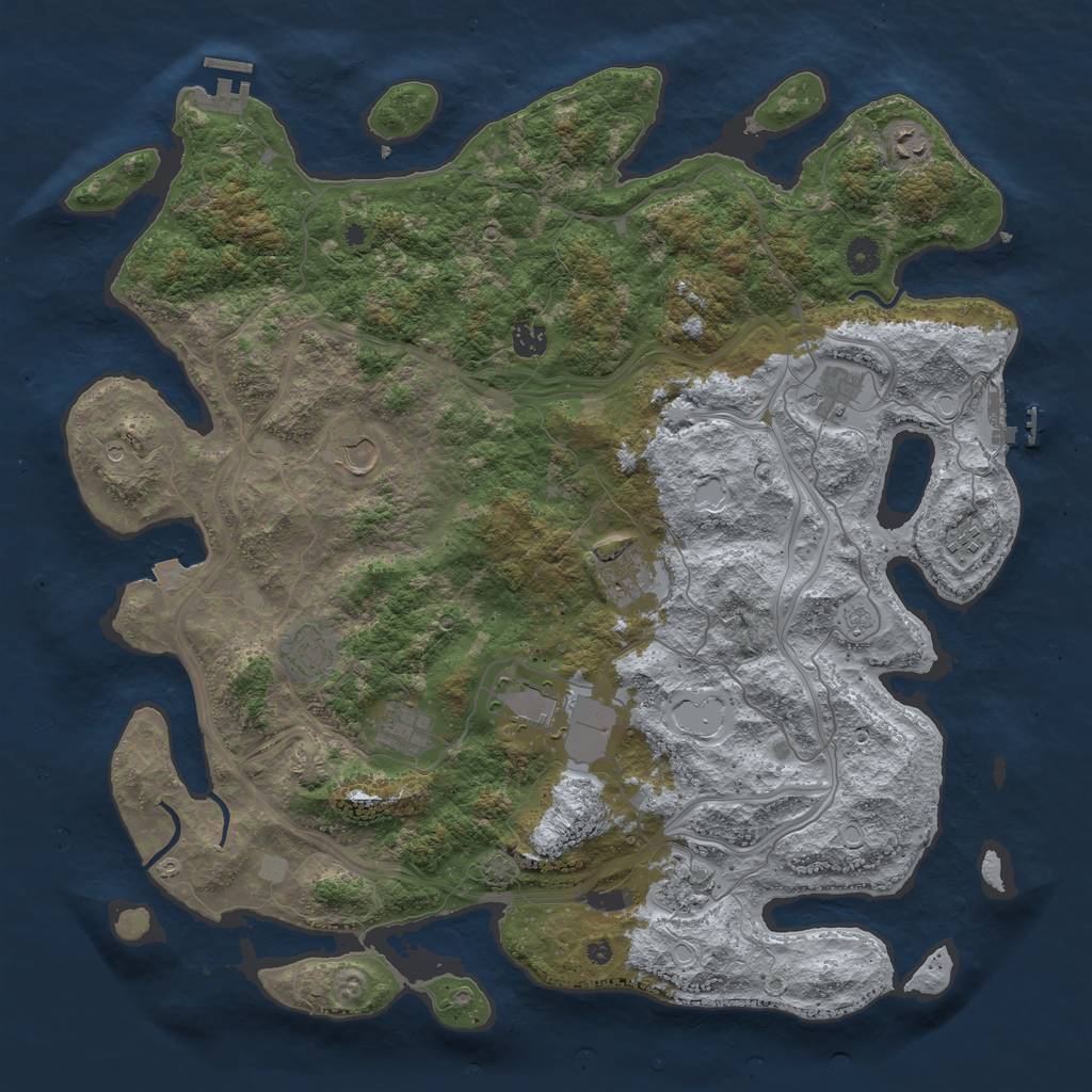 Rust Map: Procedural Map, Size: 4500, Seed: 911095941, 18 Monuments