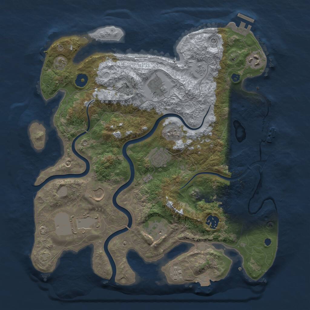 Rust Map: Procedural Map, Size: 3600, Seed: 628827321, 14 Monuments