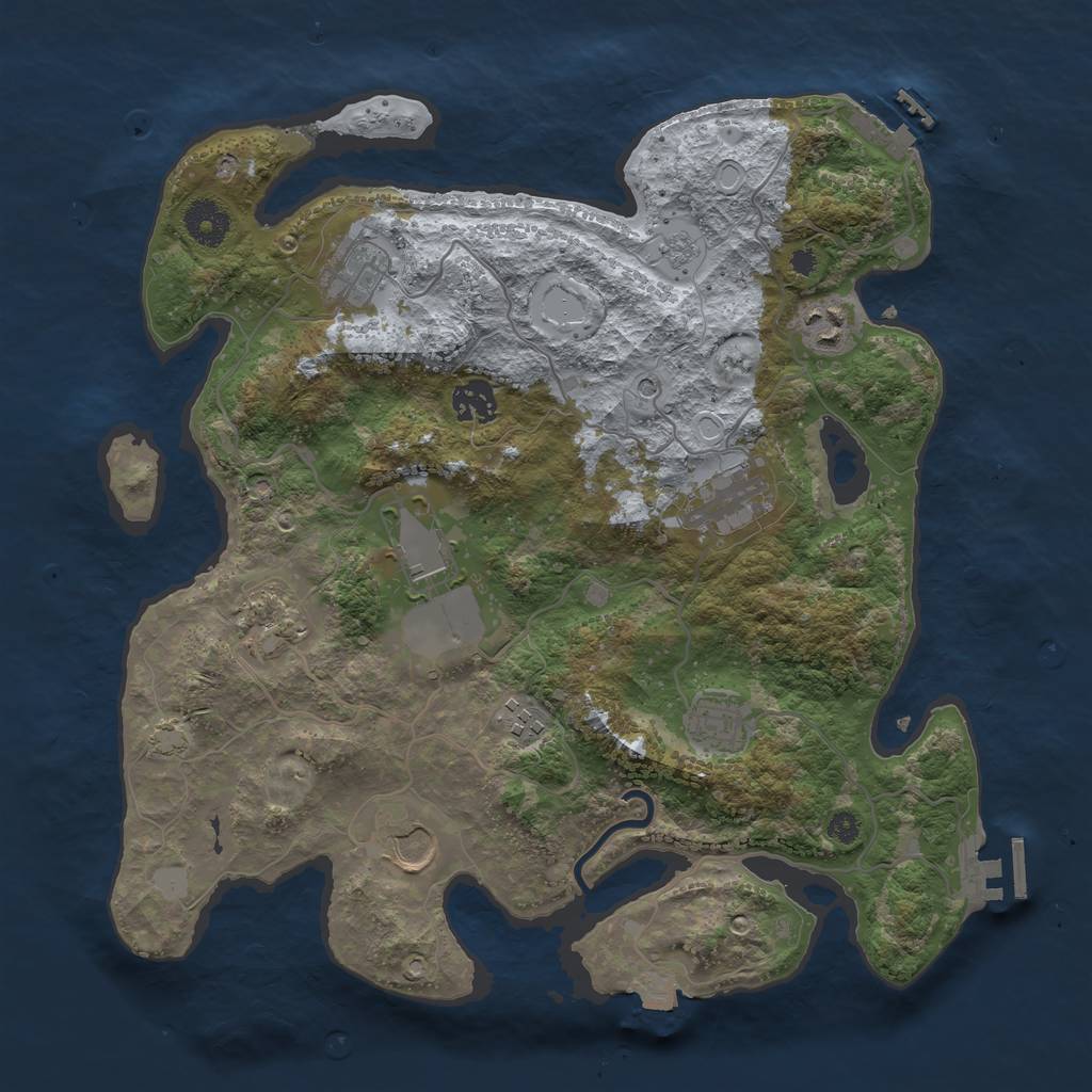 Rust Map: Procedural Map, Size: 3600, Seed: 628827321, 17 Monuments