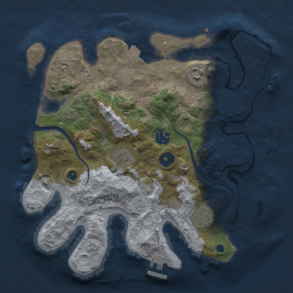 Rust Map: Procedural Map, Size: 3000, Seed: 68724, 10 Monuments