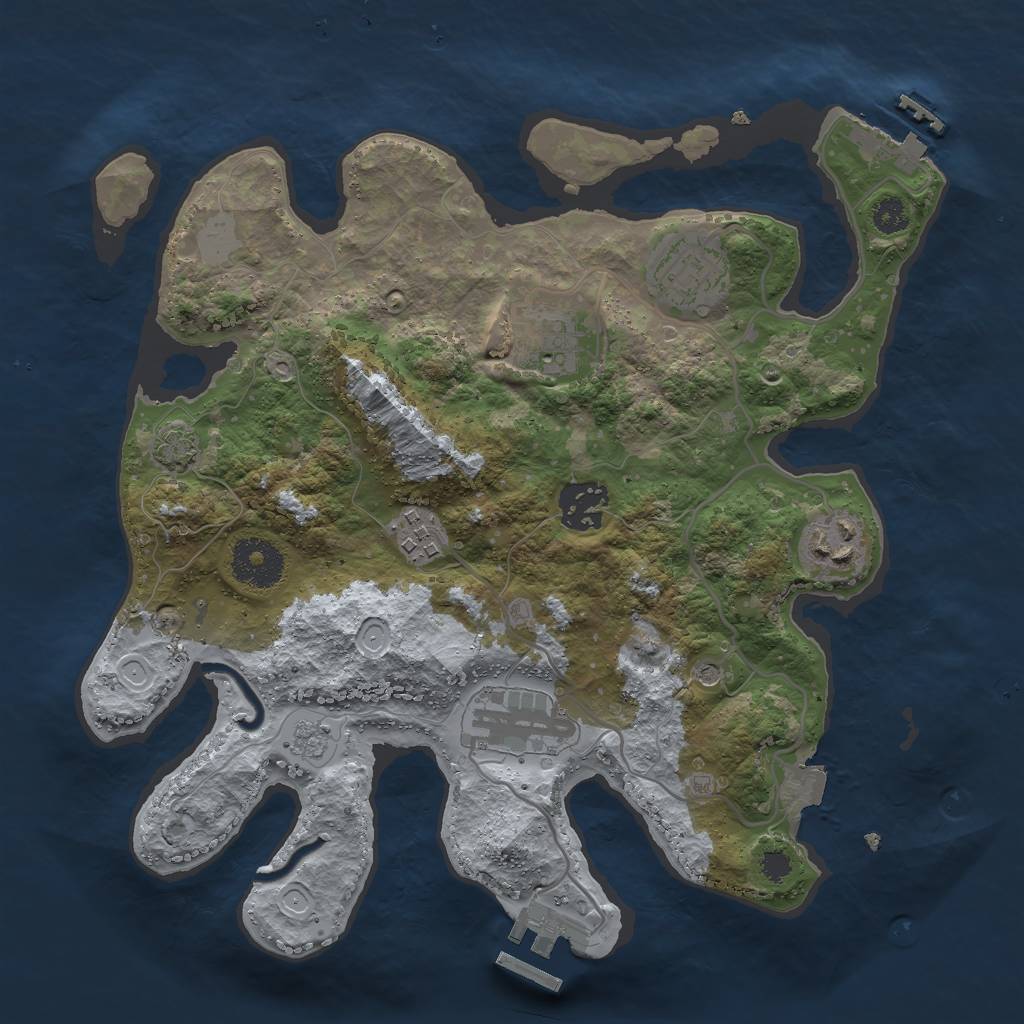 Rust Map: Procedural Map, Size: 3000, Seed: 68724, 14 Monuments