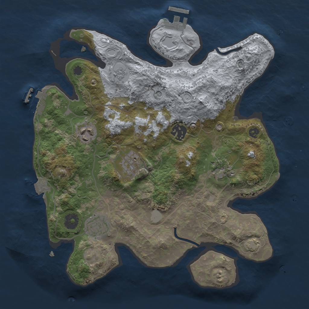 Rust Map: Procedural Map, Size: 3000, Seed: 974961, 13 Monuments