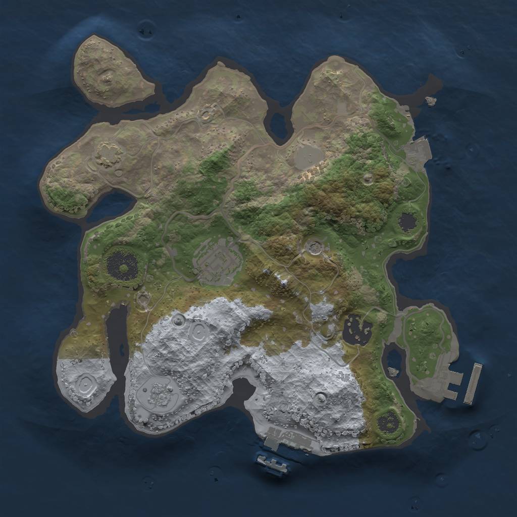 Rust Map: Procedural Map, Size: 2500, Seed: 50868, 10 Monuments