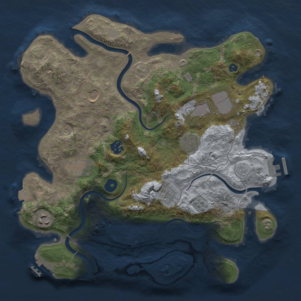Rust Map: Procedural Map, Size: 3500, Seed: 2017602275, 14 Monuments