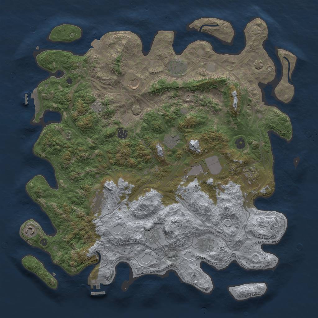 Rust Map: Procedural Map, Size: 4500, Seed: 1254672257, 19 Monuments