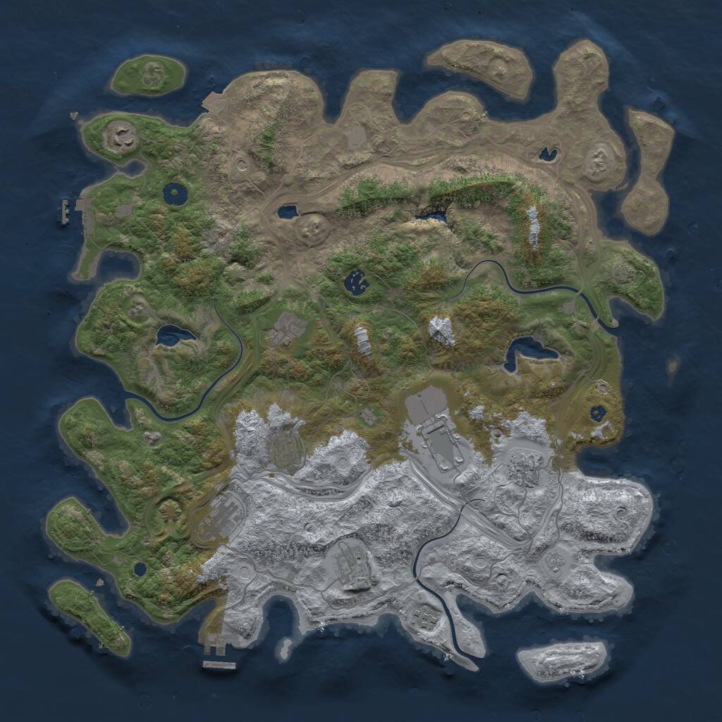 Rust Map: Procedural Map, Size: 4500, Seed: 1254672257, 15 Monuments