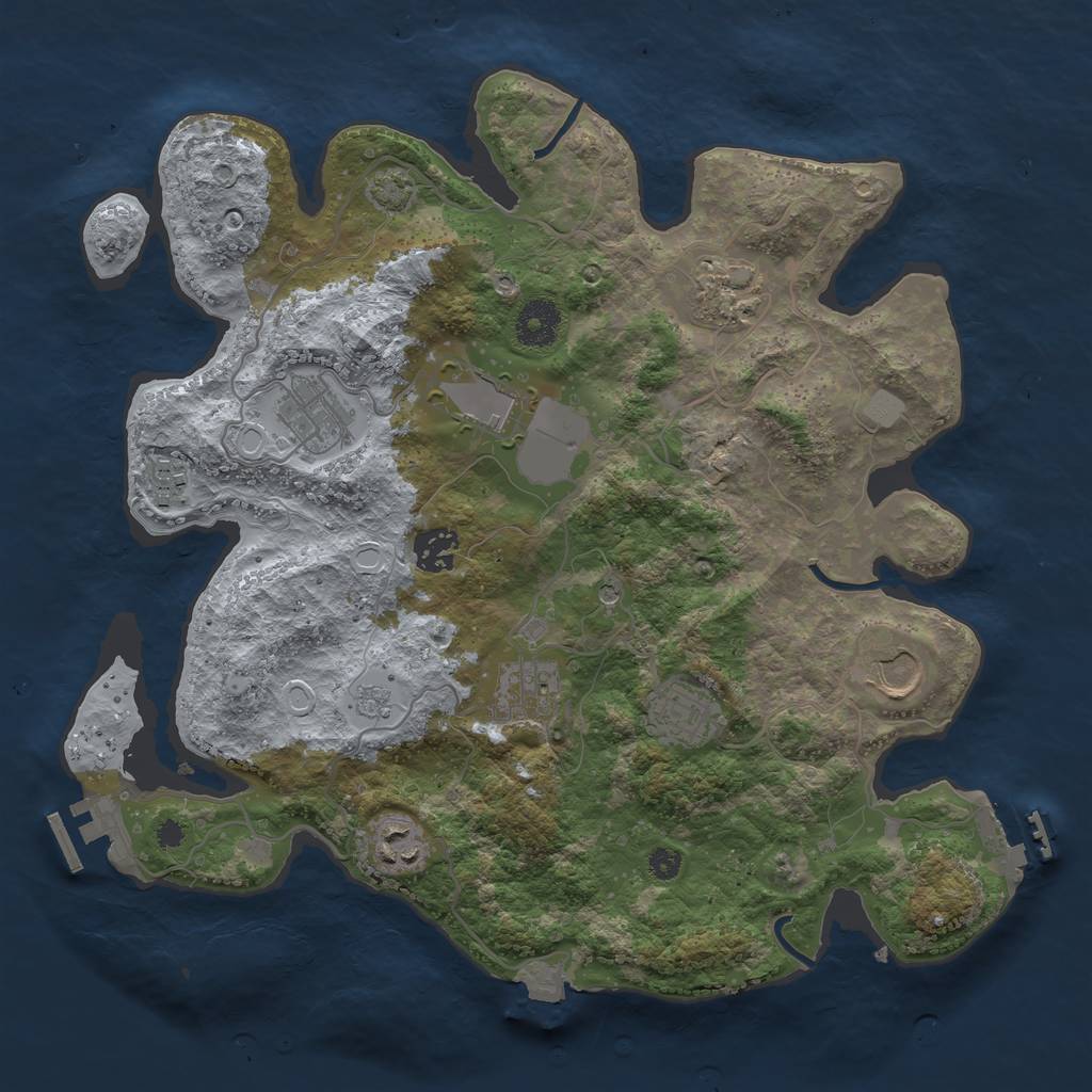 Rust Map: Procedural Map, Size: 3500, Seed: 2099130514, 17 Monuments