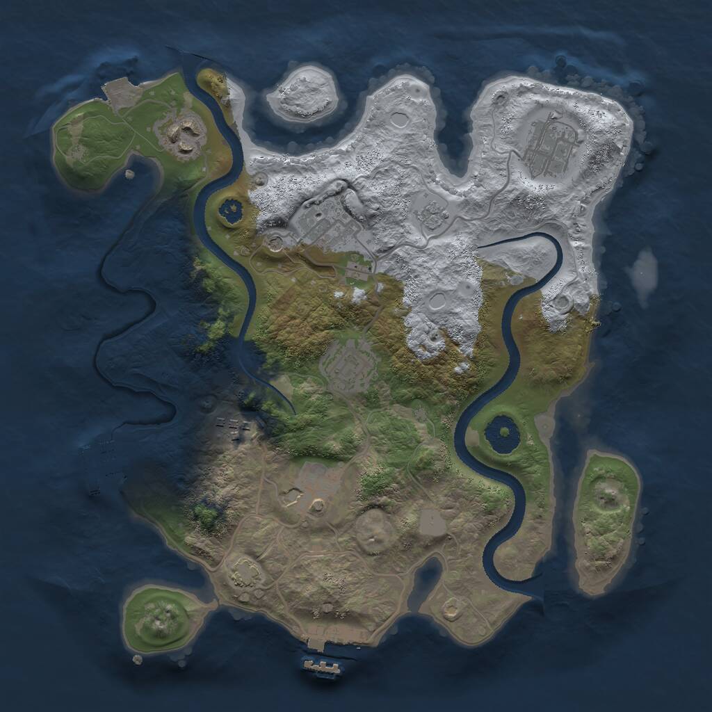 Rust Map: Procedural Map, Size: 3000, Seed: 967777747, 12 Monuments