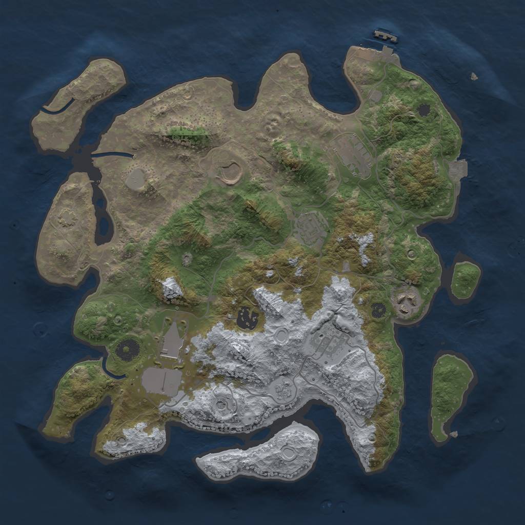 Rust Map: Procedural Map, Size: 3500, Seed: 2049872349, 14 Monuments