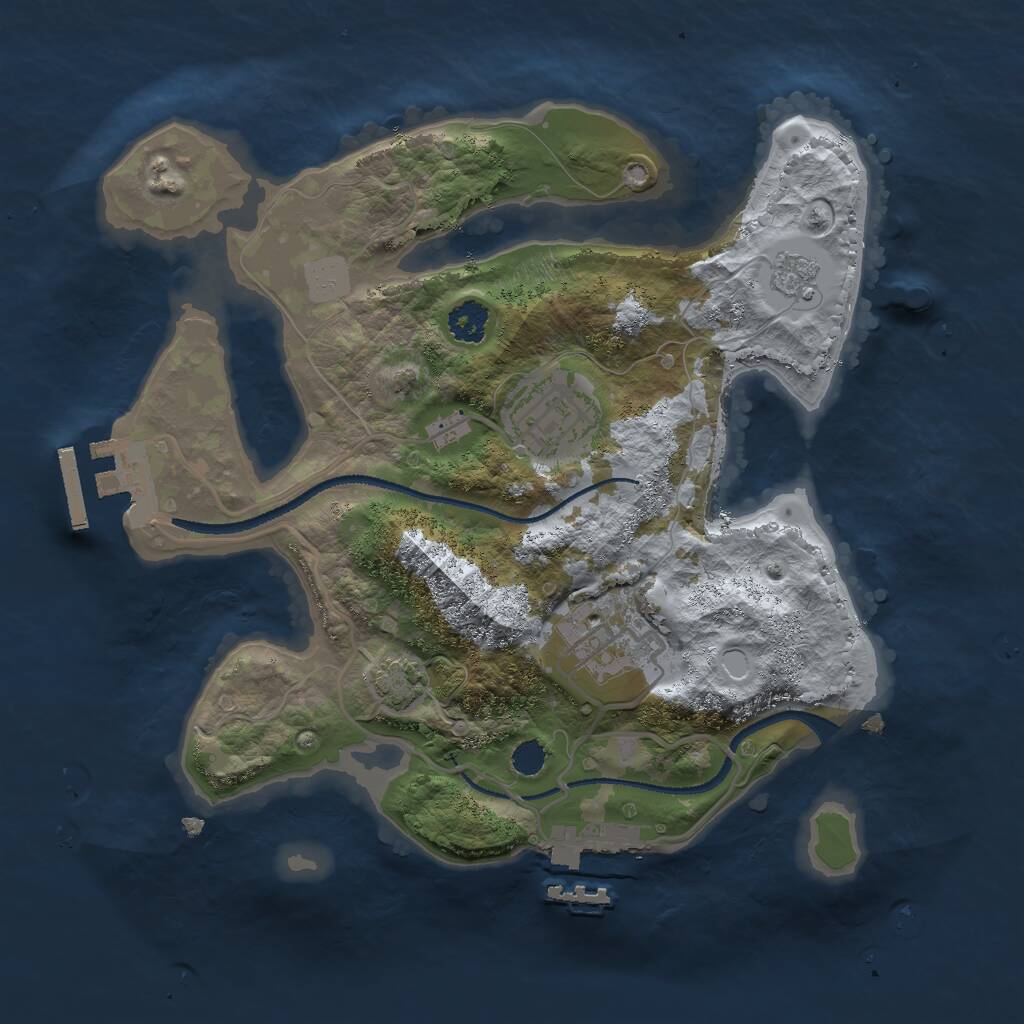 Rust Map: Procedural Map, Size: 2500, Seed: 568047764, 7 Monuments