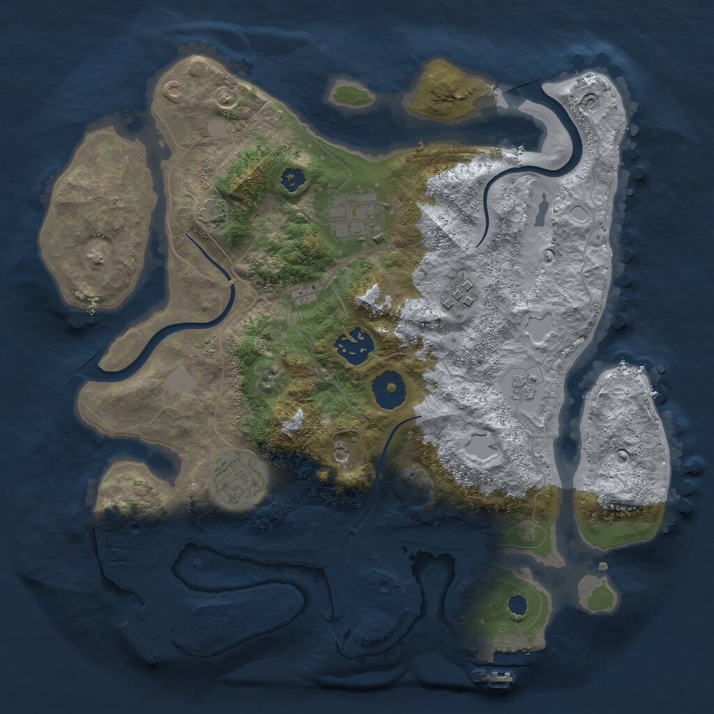 Rust Map: Procedural Map, Size: 3000, Seed: 2017039807, 10 Monuments