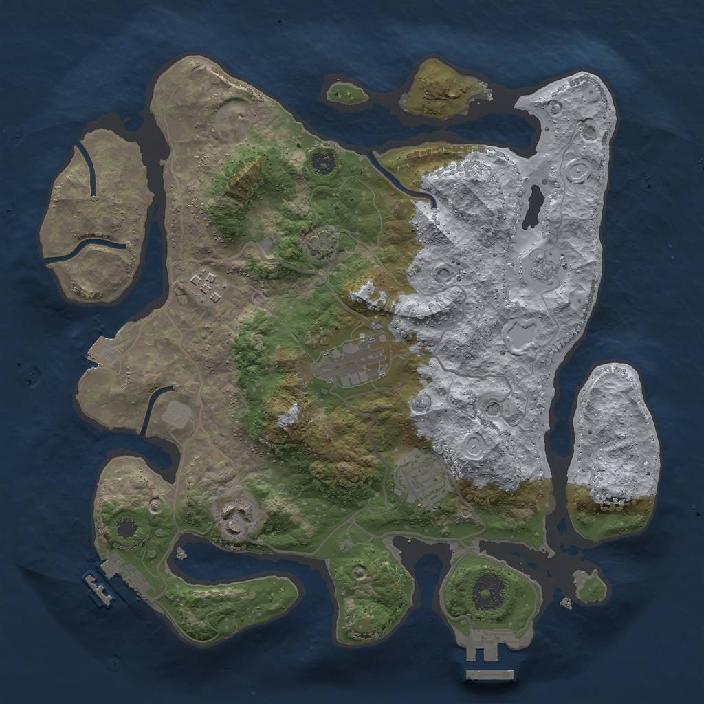 Rust Map: Procedural Map, Size: 3000, Seed: 2017039807, 12 Monuments