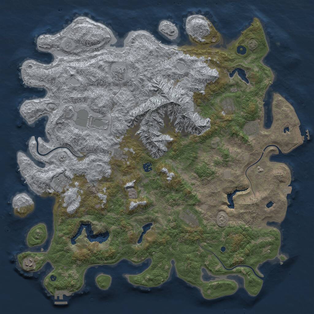 Rust Map: Procedural Map, Size: 5000, Seed: 1232581801, 16 Monuments