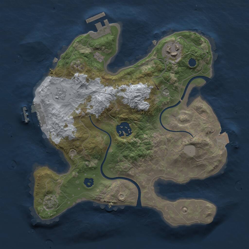 Rust Map: Procedural Map, Size: 2500, Seed: 70001, 8 Monuments