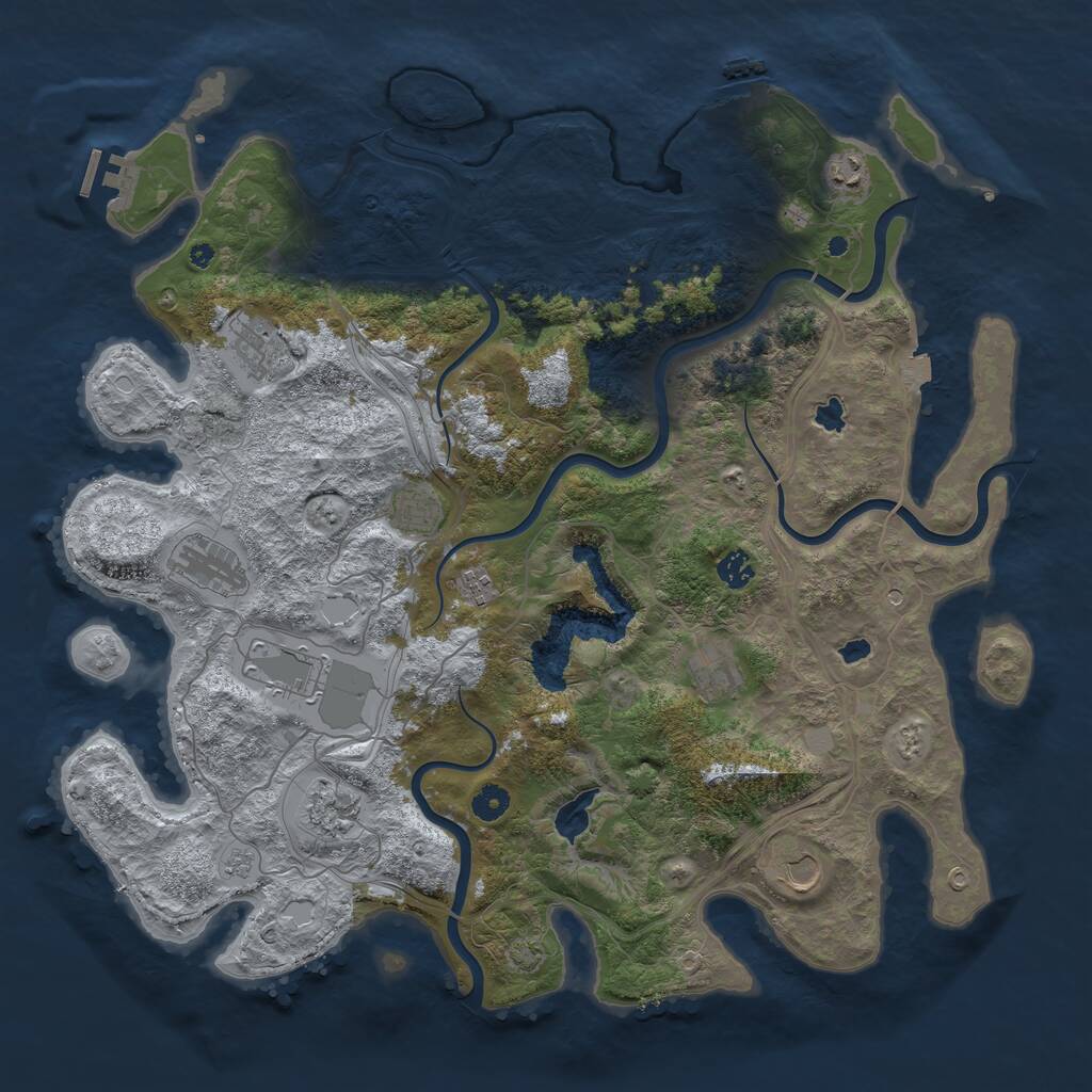Rust Map: Procedural Map, Size: 4500, Seed: 704057658, 16 Monuments