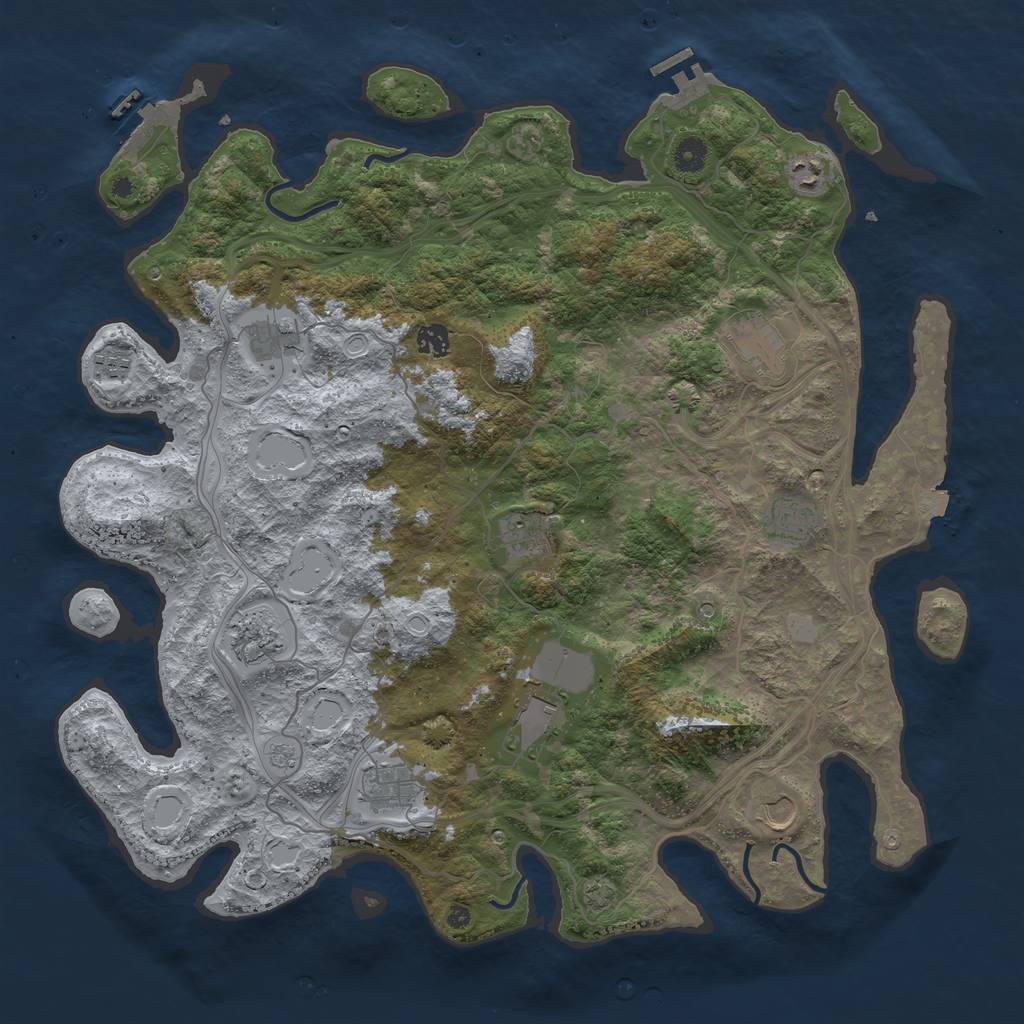 Rust Map: Procedural Map, Size: 4500, Seed: 704057658, 19 Monuments