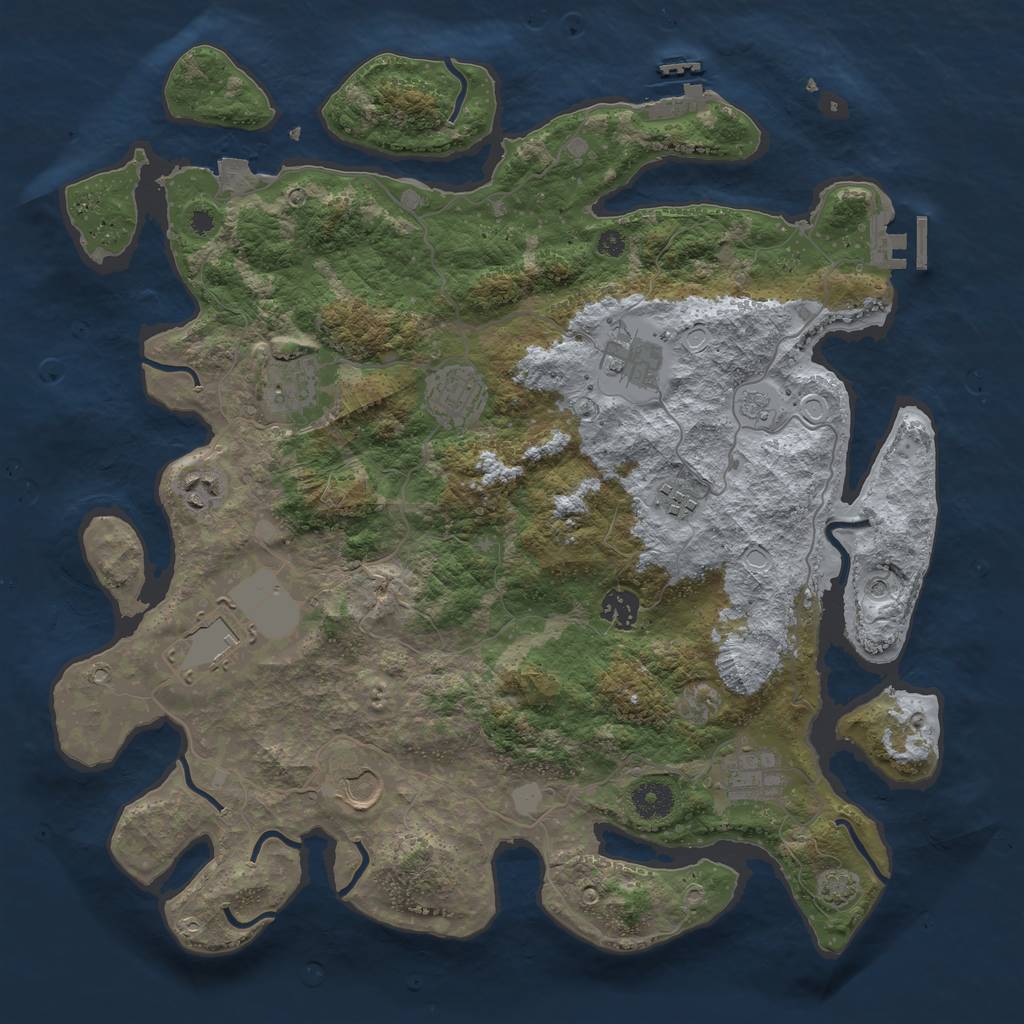 Rust Map: Procedural Map, Size: 3875, Seed: 1581799733, 17 Monuments