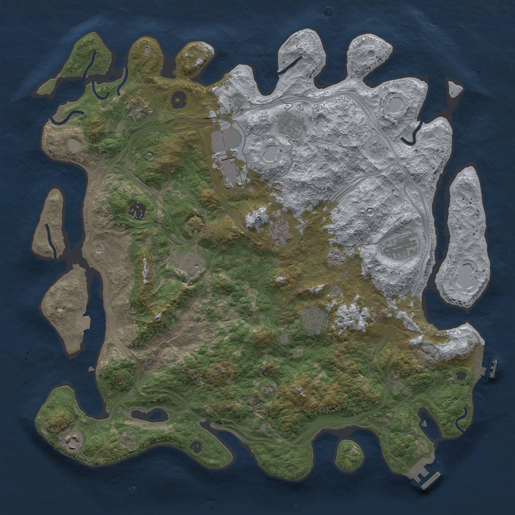 Rust Map: Procedural Map, Size: 4500, Seed: 1331789947, 18 Monuments