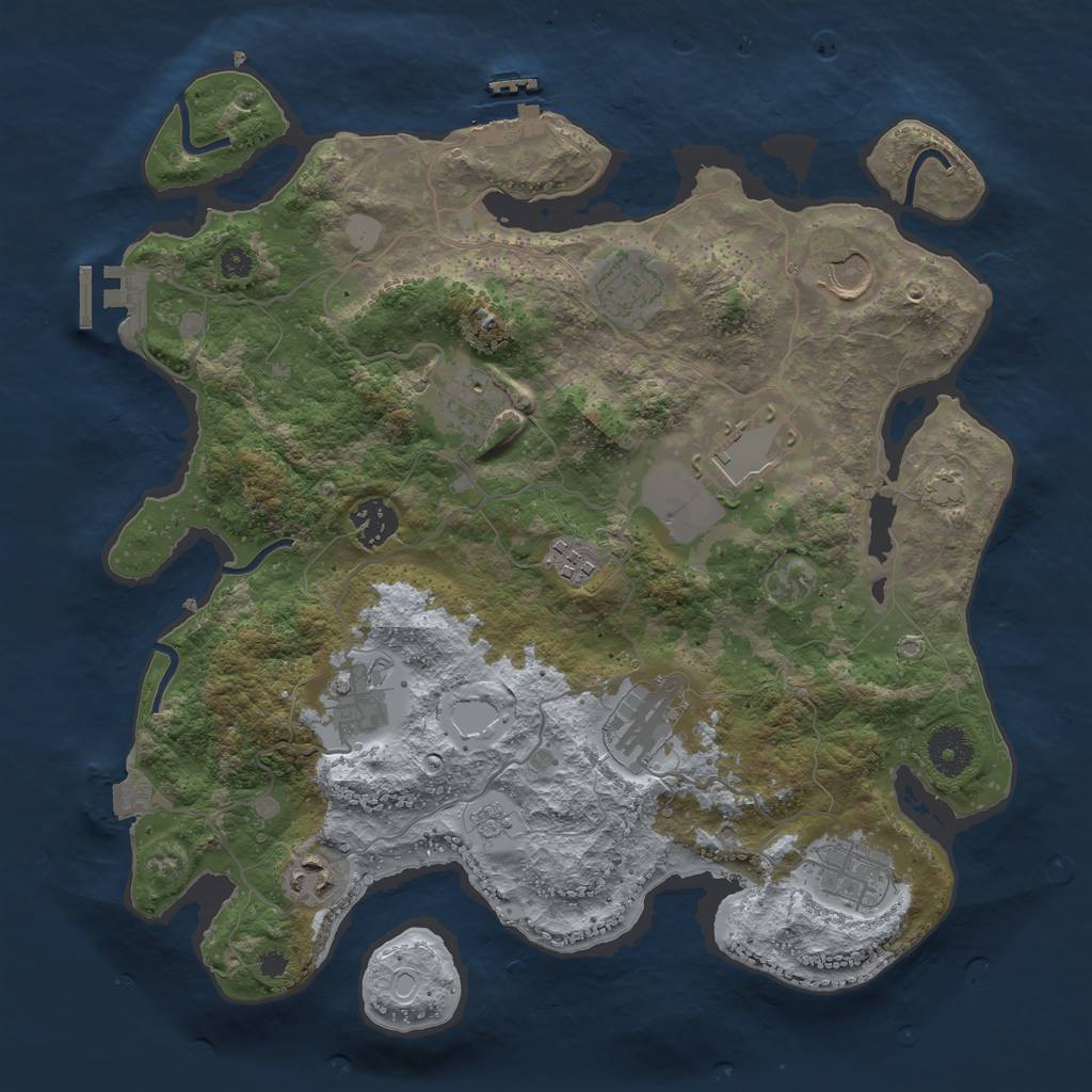 Rust Map: Procedural Map, Size: 3500, Seed: 19827313, 17 Monuments